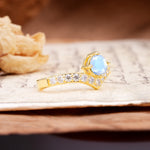 Classic Retro 4-Prong Round Cut Moonstone Engagement Ring - Additional view