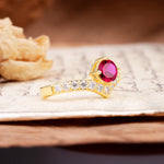 Classic Retro 4-Prong Round Cut Ruby Engagement Ring - Additional view