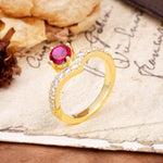 Classic Retro 4-Prong Round Cut Ruby Engagement Ring - Additional view