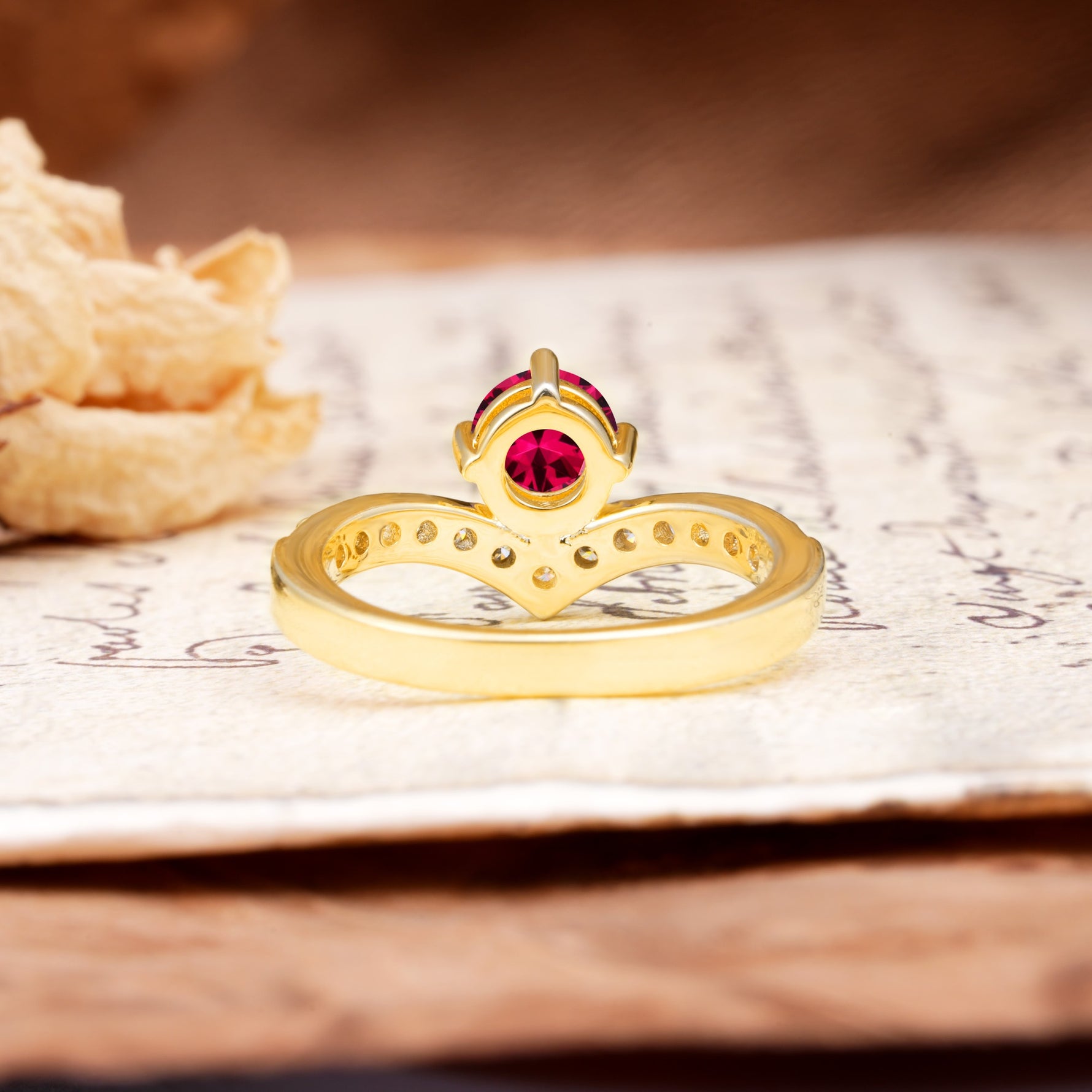 Classic Retro 4-Prong Round Cut Ruby Engagement Ring - Additional view