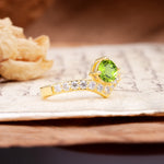 Classic Retro 4-Prong Round Cut Peridot Engagement Ring - Additional view
