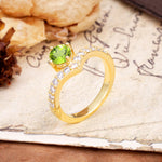 Classic Retro 4-Prong Round Cut Peridot Engagement Ring - Additional view