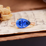 Classic, Unique, and Luxurious 3-Prong Pear Cut Sapphire Engagement Ring - Additional view
