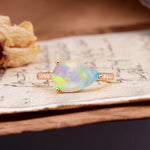 Classic, Unique, and Luxurious 3-Prong Pear Cut Fire Opal Engagement Ring - Additional view