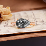 Classic, Unique, and Luxurious 3-Prong Pear Cut Black Rutilated Quartz Engagement Ring - Additional view