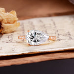 Classic, Unique, and Luxurious 3-Prong Pear Cut Lab Diamond Engagement Ring - Additional view