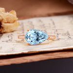 Classic, Unique, and Luxurious 3-Prong Pear Cut Aquamarine Engagement Ring - Additional view