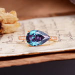 Classic, Unique, and Luxurious 3-Prong Pear Cut Alexandrite Engagement Ring - Additional view