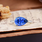 Classic, Unique, and Luxurious 3-Prong Pear Cut Sapphire Engagement Ring - Additional view