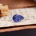 Classic, Unique, and Luxurious 3-Prong Pear Cut Tanzanite Engagement Ring - Additional view