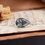 Classic, Unique, and Luxurious 3-Prong Pear Cut Black Rutilated Quartz Engagement Ring - Additional view