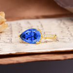 Classic, Unique, and Luxurious 3-Prong Pear Cut Sapphire Engagement Ring - Additional view