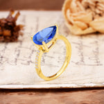Classic, Unique, and Luxurious 3-Prong Pear Cut Sapphire Engagement Ring - Additional view