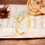 Classic, Unique, and Luxurious 3-Prong Pear Cut Fire Opal Engagement Ring - Additional view