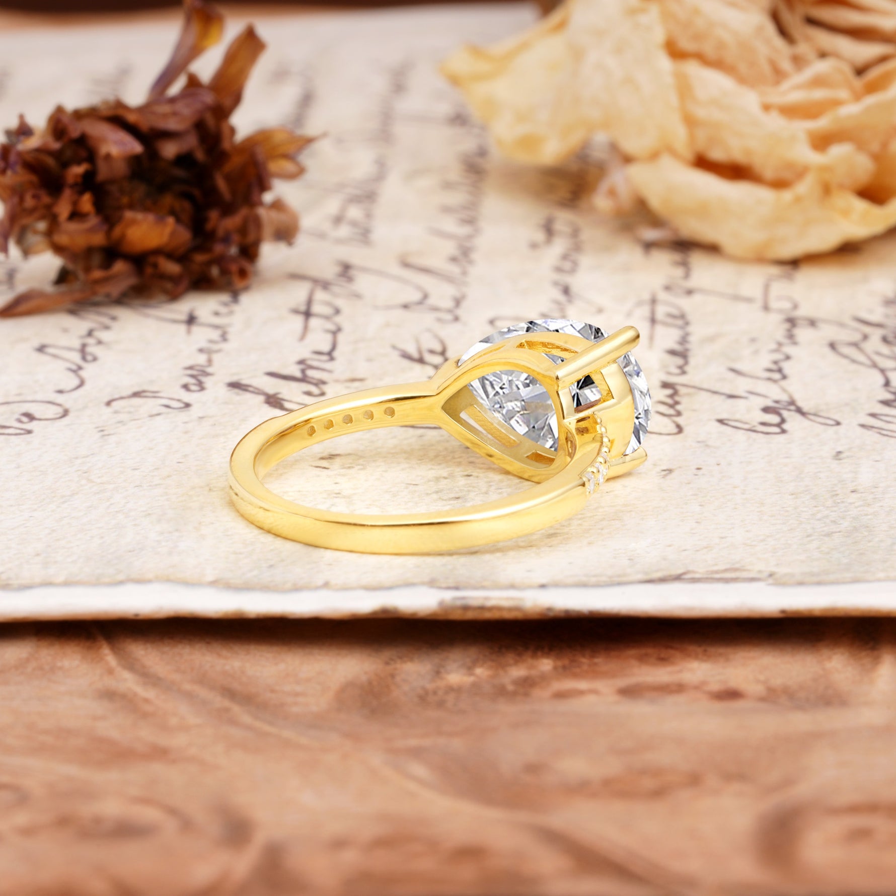 Classic, Unique, and Luxurious 3-Prong Pear Cut Lab Diamond Engagement Ring - Additional view
