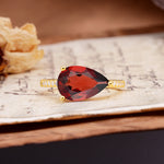Classic, Unique, and Luxurious 3-Prong Pear Cut Garnet Engagement Ring - Additional view