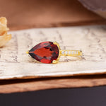 Classic, Unique, and Luxurious 3-Prong Pear Cut Garnet Engagement Ring - Additional view