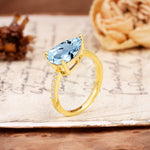 Classic, Unique, and Luxurious 3-Prong Pear Cut Aquamarine Engagement Ring - Additional view