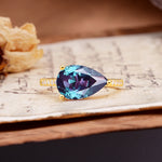 Classic, Unique, and Luxurious 3-Prong Pear Cut Alexandrite Engagement Ring - Additional view