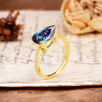 Classic, Unique, and Luxurious 3-Prong Pear Cut Alexandrite Engagement Ring - Additional view
