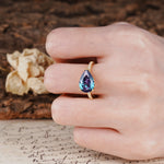 Classic, Unique, and Luxurious 3-Prong Pear Cut Alexandrite Engagement Ring - Additional view