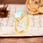 Classic, Unique, and Luxurious 3-Prong Pear Cut Moonstone Engagement Ring - Additional view