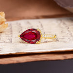 Classic, Unique, and Luxurious 3-Prong Pear Cut Ruby Engagement Ring - Additional view