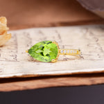 Classic, Unique, and Luxurious 3-Prong Pear Cut Peridot Engagement Ring - Additional view