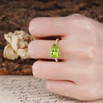 Classic, Unique, and Luxurious 3-Prong Pear Cut Peridot Engagement Ring - Additional view