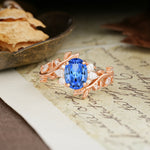 Nature-Inspired Unique Aphrodite's Garden Oval Cut Sapphire Engagement Ring | RamaSoul - Additional view