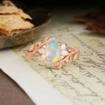 Nature-Inspired Unique Aphrodite's Garden Oval Cut Fire Opal Engagement Ring | RamaSoul - Additional view