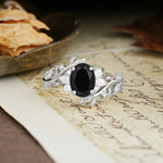Nature-Inspired Unique Aphrodite's Garden Oval Cut Black Onyx Engagement Ring | RamaSoul - Additional view