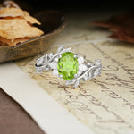 Nature-Inspired Unique Aphrodite's Garden Oval Cut Peridot Engagement Ring | RamaSoul - Additional view