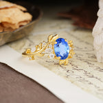Nature-Inspired Unique Aphrodite's Garden Oval Cut Sapphire Engagement Ring | RamaSoul - Additional view