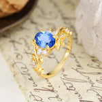 Nature-Inspired Unique Aphrodite's Garden Oval Cut Sapphire Engagement Ring | RamaSoul - Additional view