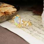 Nature-Inspired Unique Aphrodite's Garden Oval Cut Fire Opal Engagement Ring | RamaSoul - Additional view