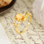 Nature-Inspired Unique Aphrodite's Garden Oval Cut Citrine Engagement Ring | RamaSoul - Additional view