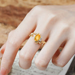 Nature-Inspired Unique Aphrodite's Garden Oval Cut Citrine Engagement Ring | RamaSoul - Additional view