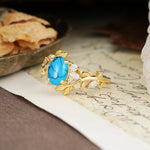 Nature-Inspired Unique Aphrodite's Garden Oval Cut Turquoise Engagement Ring | RamaSoul - Additional view