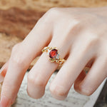 Nature-Inspired Unique Aphrodite's Garden Oval Cut Garnet Engagement Ring | RamaSoul - Additional view