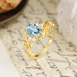 Nature-Inspired Unique Aphrodite's Garden Oval Cut Aquamarine Engagement Ring | RamaSoul - Additional view