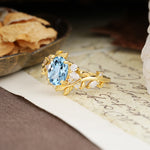 Nature-Inspired Unique Aphrodite's Garden Oval Cut Aquamarine Engagement Ring | RamaSoul - Additional view