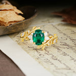 Nature-Inspired Unique Aphrodite's Garden Oval Cut Emerald Engagement Ring | RamaSoul - Additional view