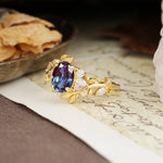 Nature-Inspired Unique Aphrodite's Garden Oval Cut Alexandrite Engagement Ring | RamaSoul - Additional view