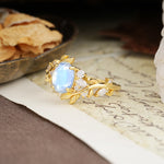 Nature-Inspired Unique Aphrodite's Garden Oval Cut Moonstone Engagement Ring | RamaSoul - Additional view