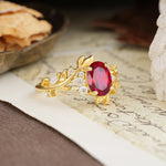 Nature-Inspired Unique Aphrodite's Garden Oval Cut Ruby Engagement Ring | RamaSoul - Additional view