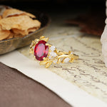 Nature-Inspired Unique Aphrodite's Garden Oval Cut Ruby Engagement Ring | RamaSoul - Additional view