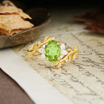 Nature-Inspired Unique Aphrodite's Garden Oval Cut Peridot Engagement Ring | RamaSoul - Additional view