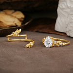 Nature-Inspired Luxury Aphrodite's Garden Pear-Cut Lab Diamond Floral Bridal Ring Set | RamaSoul - Additional view