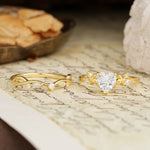 Nature-Inspired Vintage Aphrodite's Garden Vine-Wrapped  Heart-Cut Moissanite Bridal Ring Set | RamaSoul - Additional view